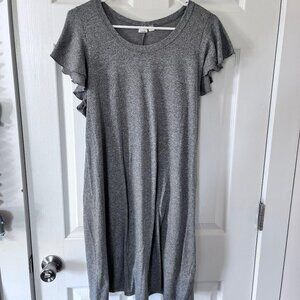 GAP Women's Heather Gray A-Line, Knee Length, Knit T-Shirt Dress, Large